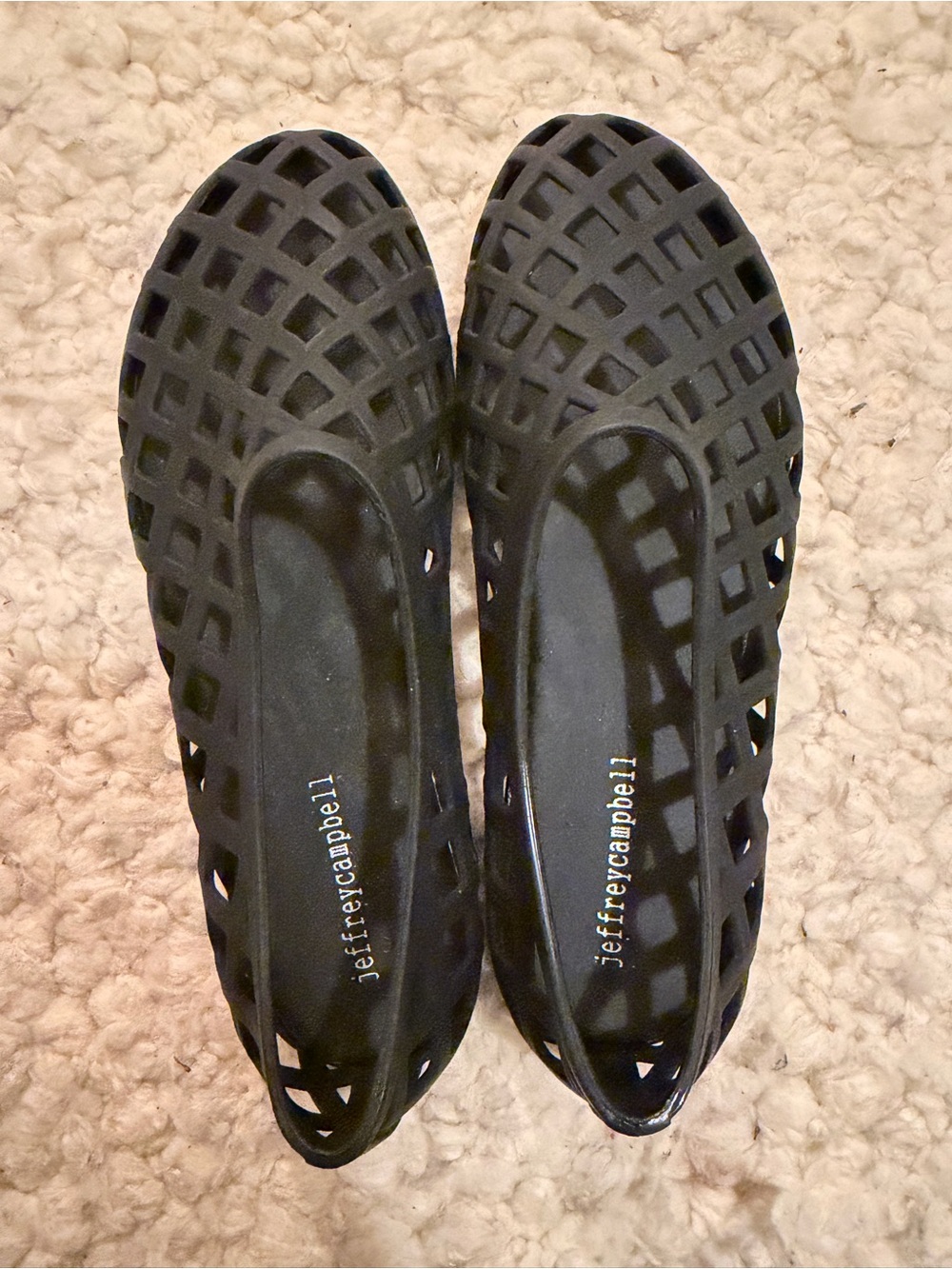 Jeffrey Campbell Black Laser-Cut Slip-On Flats
